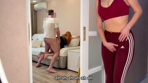 Cum Twice - Creampie for a Girl and Cum in the Mouth of a Stepmom Who Was Watching Us