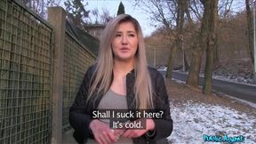 Public Porn - painfully cute blonde teen gets creamy horny having sex outdoors