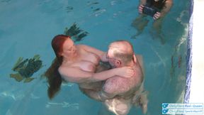 Underwater Outdoor Pool Sex with Long Hair Redhead Rapunzel MILF