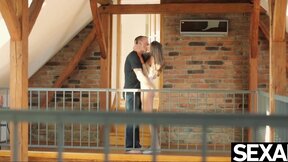 ”Sexy model sucks & rides her lover's cock behind the scenes”