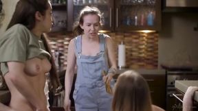 Plumber’s ass: redhead and brunette lesbian fun outdoors