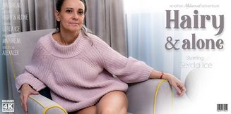 52 year old hairy Gerda Ice playing with her hairy pussy