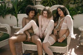 Hairy Pussy Orgy on the Patio