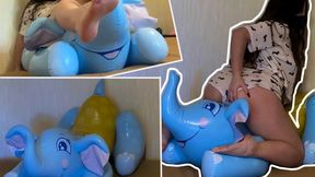 Mistress Mersiiik tramples a large inflatable elephant with her bare feet. She crushes it with all her weight, sits on it, and jumps while standing on it. foot fetish bare feet feet ass crush fetish
