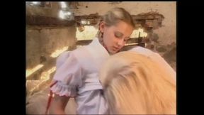 Two Young Horny Blonde Lesbians Lick Each Other's Beautiful Tits and Pussy
