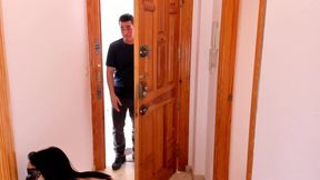 pizza delivery man fucking hot babe petite brunette