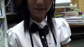 Jap Cutie Gets Bukkake Facial, Cupping Small Tits