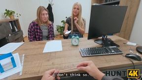Two gorgeous Russian women seduce a stranger at job interview