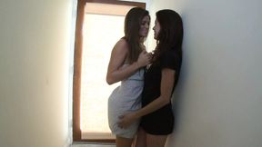 Brunette sluts with amazing asses masturbate side by side with toys