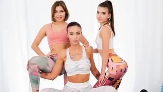 Lesbian Threesome Explore Yoga Pants and Anal Toys with Passionate Girlfriends