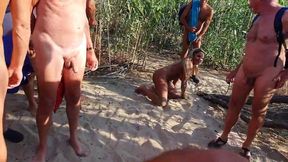 Nudist Beach Gang Fuck Bukkake Orgy