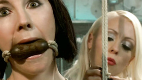 ”Lesbian dom whipping bound brunette”