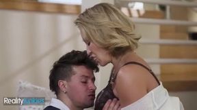 REALITYJUNKIES - Busty MILF Invites Her Son’s Friend For Oral Fun And A Hot Finish On Her Big Tits