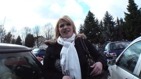 German agent makes proposal on the street and offers money in exchange for sex to a married Hot Milf