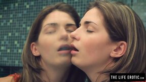 ”Hot brunette watches herself in the mirror as she masturbates”