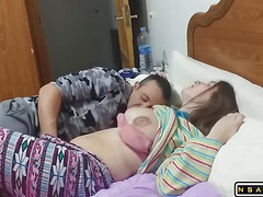 Authentic couple I try her big tits and sip her breast milk I fuck hard