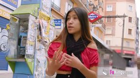 Teenage petite latina shows us her 'hood before a dirty fuck with a muscular dude!