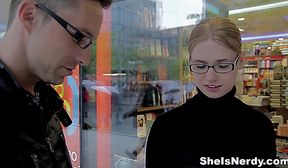 she is nerdy - studying and fucking with nerdy teeny