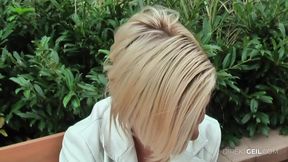 Blonde cracks her ankle - Luckily help is coming