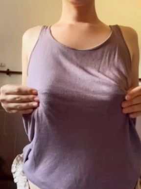 Da li volis kad se ovako igram sa sisama?  Do you like it when I play with my tits like this?