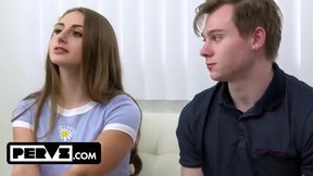 Penny Barber, Penelope Kay & Anthony Pierce in a wild threesome with curvy step-sister in the office