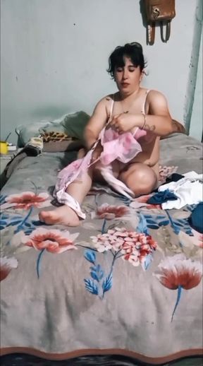 Showing off my lingerie and masturbating