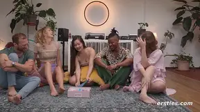 Amateur babes play risky card game with their guy friends