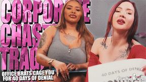 Corporate Chastity Tragedy - Office Brats Cage You For 40 Days Of Denial (4KUHD MP4)