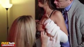 Swingers Next Door seduce MILF and teen fucks his busty step mom