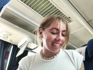 Risky! Beauty Cums on Public Bus with Sextoy