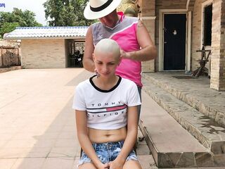 Lustful smooth hairless shaved cutie has DP in all holes! Male+Male+Female DP, double snatch bang, double anal and cum on shaved head
