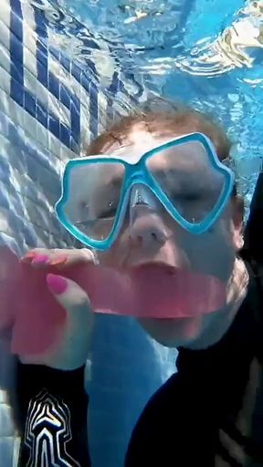 Wetsuit Underwater Dildo Blowjob - Neoprene Masked Suck Slut