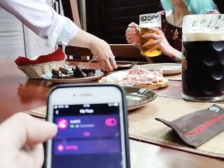 Remote climax control of my stepsister in pub!