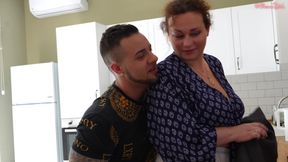 Hot Naughty Girl Seduces Her Stepmother's Lover and He Fucks Them Both Hard in the Mouth with His Huge Dick!