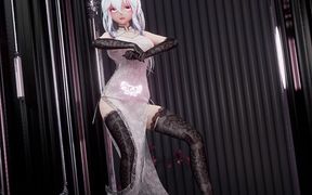 [mmd]haku mr. Transparent Lace Cheongsam Big Lewd Pattern Black Silk