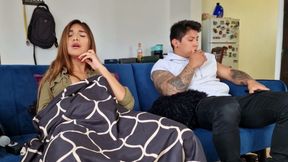 Horny MILF hides her sex machine under the covers! And her stepson discovers it!