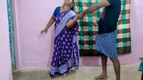 Stepmother and stepson have sex while standing