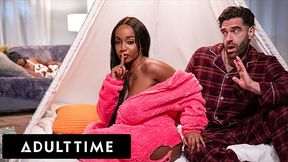 ADULT TIME - Lily Starfire Seduces Stepdaddy For Sneaky Fuck In Same Room As Oblivious Stepmom!