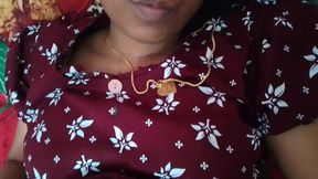 Tamil wife stimulates her husband's penis with her feet at home