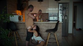 Unfaithful Woman Fucks Her Best Friend Behind Her Cuckold's Back, Getting a Load of Cum on Her Face