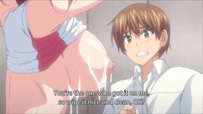 Sporty hentai teen with huge tits has a pervy guy suck out her nipples