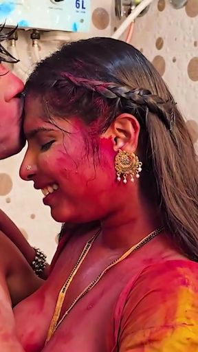 Hot Indian Desi Couple Holi Special Romance   Clip 2