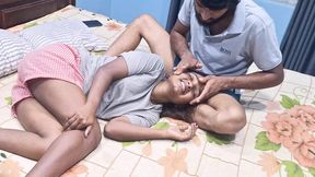 Real Indian Stepsister helps stepbrother cum quickly in her panties while parents wait outside