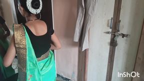 Indian Wife Getting Ready in Green Saree. Part 1