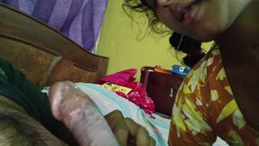 Desi Indian Wife in Yellow Dress Riding Cock - Homemade Blowjob &amp; Cowgirl Sex