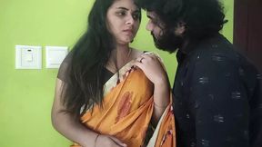 Vaishnavy and Sharun Raj long lip lock part 4, Mallu couple hot lip lock, Lip lock in saree, Saree romance with hot lip lock