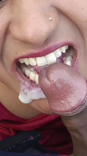 Desi indian Marathi kavita bhabhi blowjob and cum in mouth in saree in jungle with Tatya   Clip 2