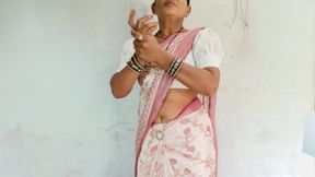 Beautiful stepsister taking off her saree blouse Brother looking for sex alone in the room Brother saw sister completely naked with a pimp body and pearly ass