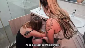 Hot blonde milf and her Colombian friend seduce plumber, deepthroat his cock