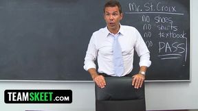 Hot collegegirl sucks her teacher's cock deep into her throat